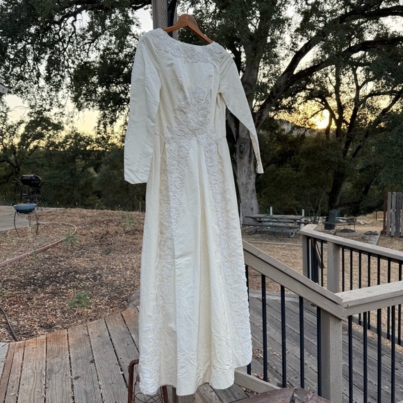 Handmade Dresses & Skirts - Vintage Handmade Cream Beaded Dress Button Back XS Wedding 50s - 60a Rare Read